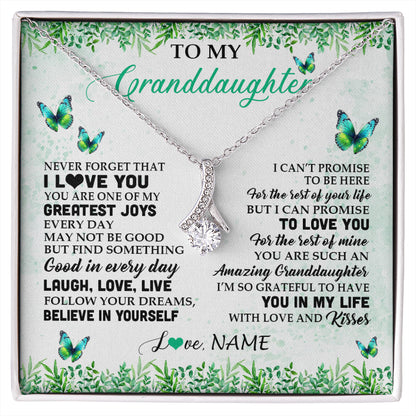 Personalized To My Granddaughter Necklace From Grandma Papa Butterfly Laugh Love Live Birthday Motivational Quote Christmas Customized Gift Box Message Card