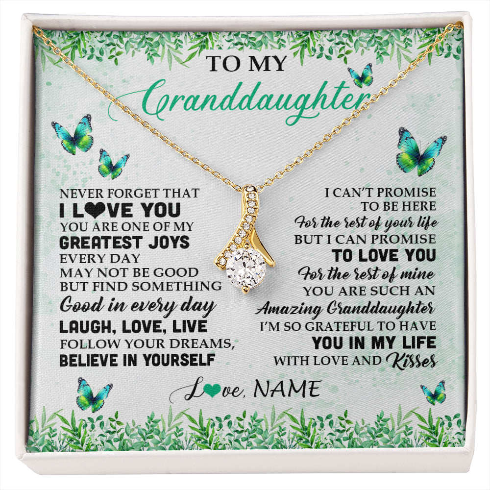 Personalized To My Granddaughter Necklace From Grandma Papa Butterfly Laugh Love Live Birthday Motivational Quote Christmas Customized Gift Box Message Card