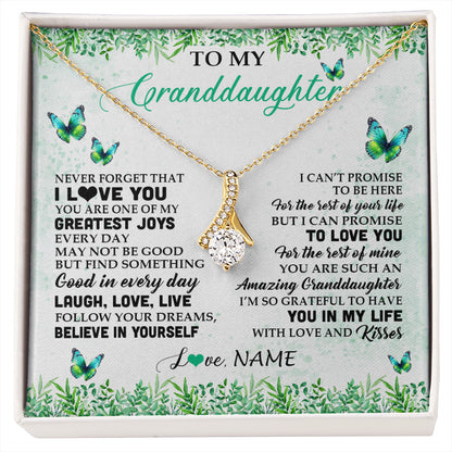 Personalized To My Granddaughter Necklace From Grandma Papa Butterfly Laugh Love Live Birthday Motivational Quote Christmas Customized Gift Box Message Card