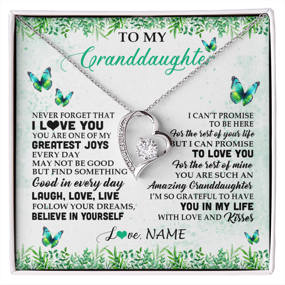 Personalized To My Granddaughter Necklace From Grandma Papa Butterfly Laugh Love Live Birthday Motivational Quote Christmas Customized Gift Box Message Card