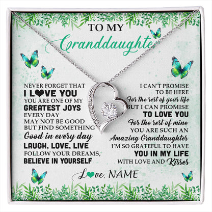 Personalized To My Granddaughter Necklace From Grandma Papa Butterfly Laugh Love Live Birthday Motivational Quote Christmas Customized Gift Box Message Card
