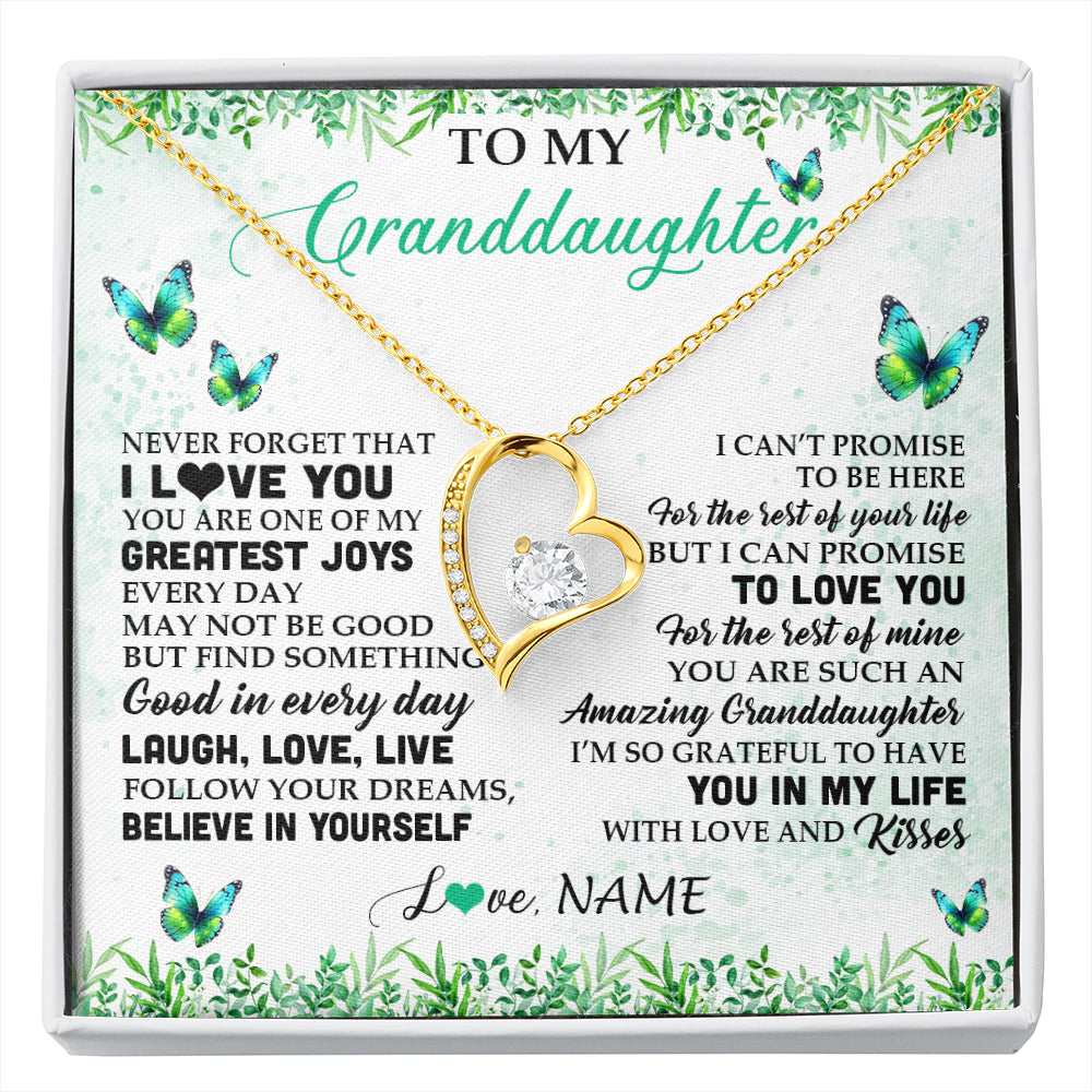 Personalized To My Granddaughter Necklace From Grandma Papa Butterfly Laugh Love Live Birthday Motivational Quote Christmas Customized Gift Box Message Card