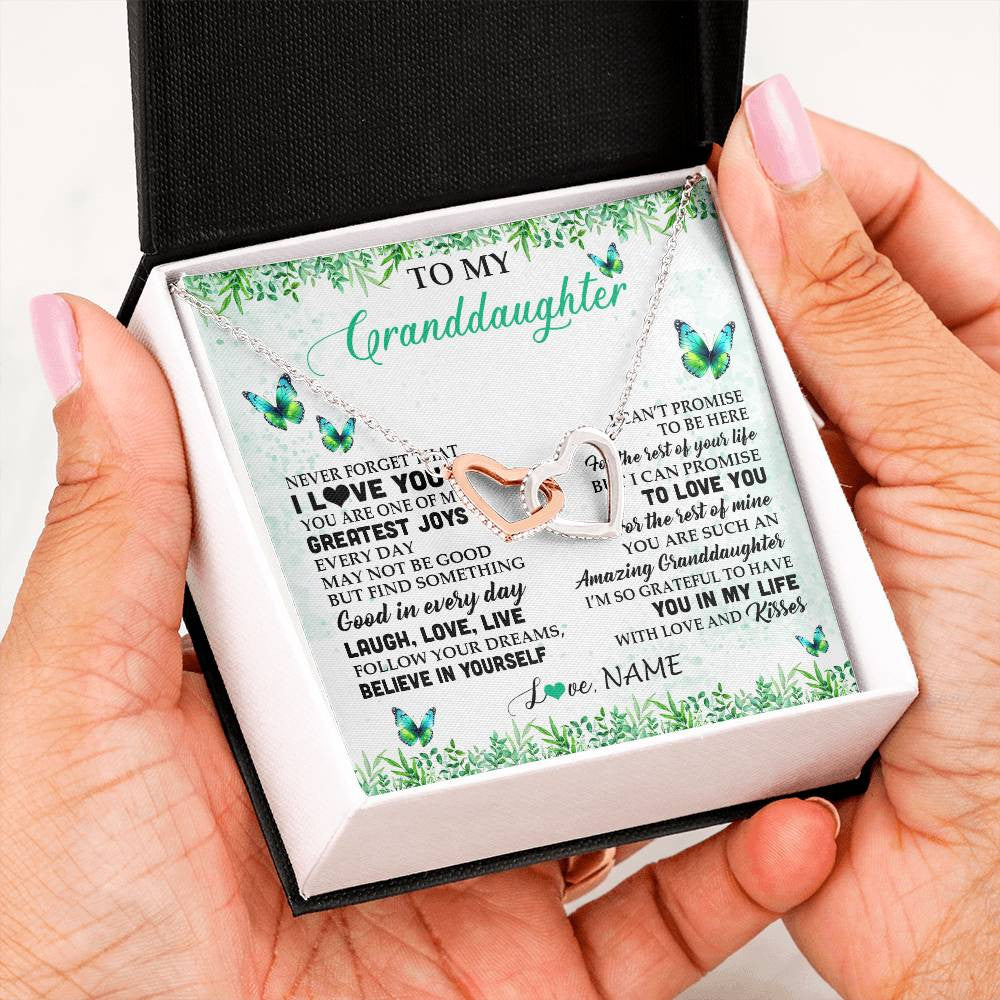 Personalized To My Granddaughter Necklace From Grandma Papa Butterfly Laugh Love Live Birthday Motivational Quote Christmas Customized Gift Box Message Card