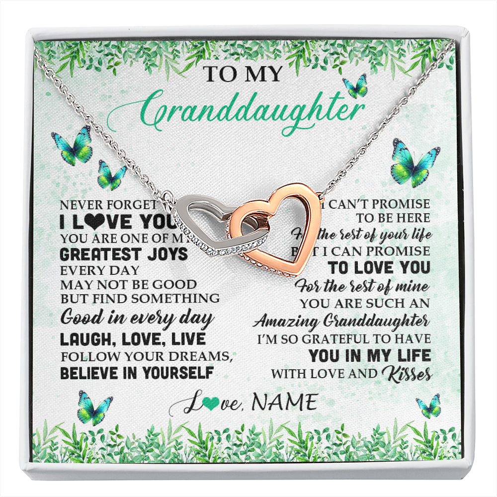 Personalized To My Granddaughter Necklace From Grandma Papa Butterfly Laugh Love Live Birthday Motivational Quote Christmas Customized Gift Box Message Card