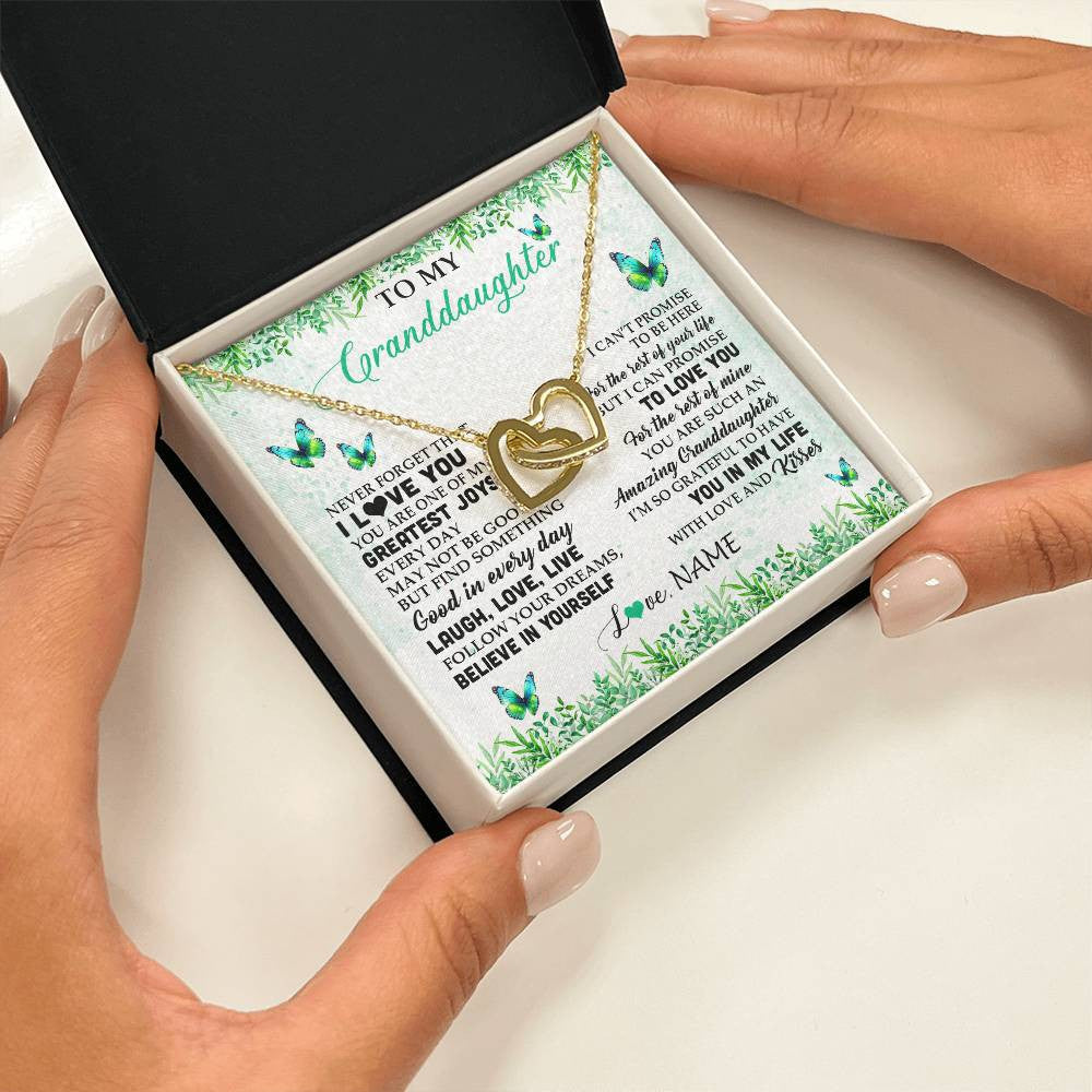 Personalized To My Granddaughter Necklace From Grandma Papa Butterfly Laugh Love Live Birthday Motivational Quote Christmas Customized Gift Box Message Card