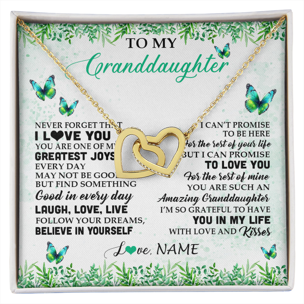 Personalized To My Granddaughter Necklace From Grandma Papa Butterfly Laugh Love Live Birthday Motivational Quote Christmas Customized Gift Box Message Card