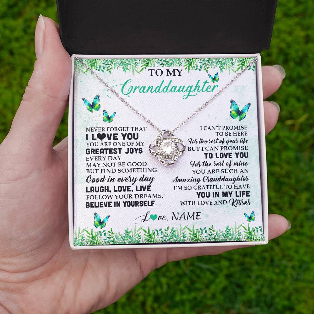 Personalized To My Granddaughter Necklace From Grandma Papa Butterfly Laugh Love Live Birthday Motivational Quote Christmas Customized Gift Box Message Card