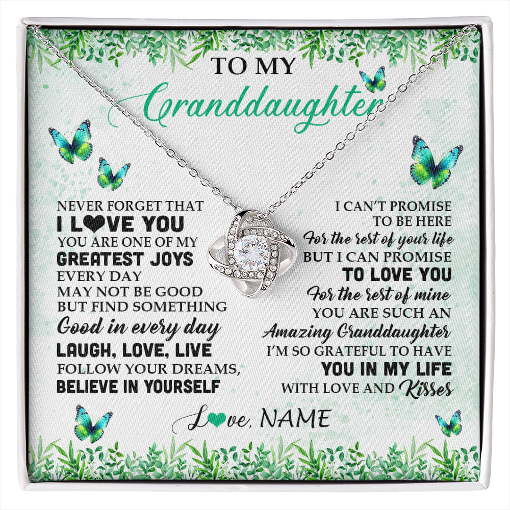 Personalized To My Granddaughter Necklace From Grandma Papa Butterfly Laugh Love Live Birthday Motivational Quote Christmas Customized Gift Box Message Card