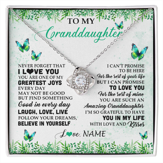 Personalized To My Granddaughter Necklace From Grandma Papa Butterfly Laugh Love Live Birthday Motivational Quote Christmas Customized Gift Box Message Card