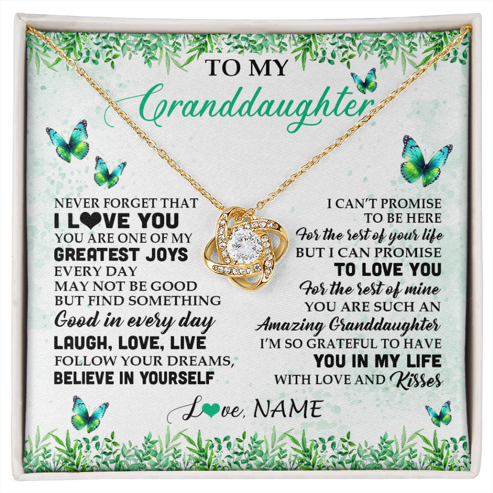 Personalized To My Granddaughter Necklace From Grandma Papa Butterfly Laugh Love Live Birthday Motivational Quote Christmas Customized Gift Box Message Card