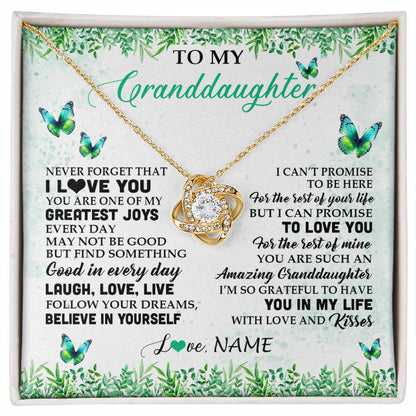 Personalized To My Granddaughter Necklace From Grandma Papa Butterfly Laugh Love Live Birthday Motivational Quote Christmas Customized Gift Box Message Card