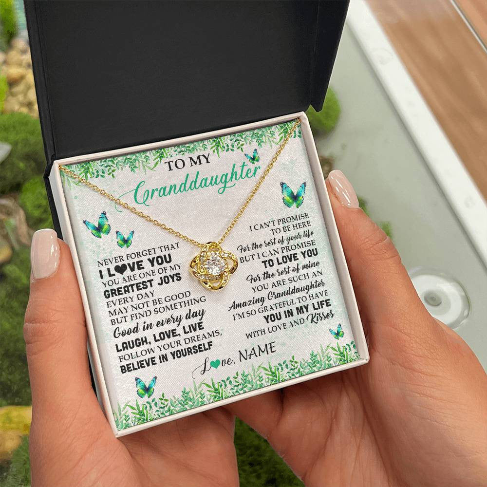 Personalized To My Granddaughter Necklace From Grandma Papa Butterfly Laugh Love Live Birthday Motivational Quote Christmas Customized Gift Box Message Card