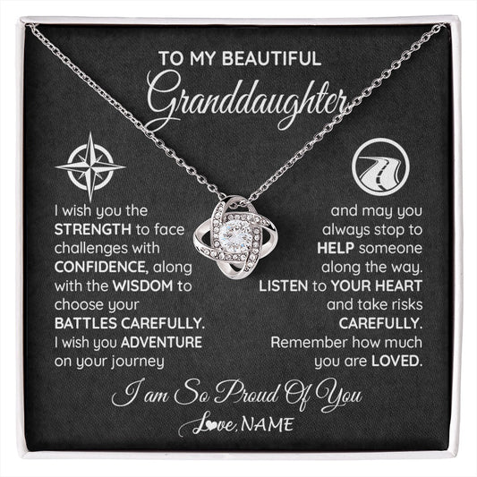 Personalized To My Granddaughter Necklace From Grandma Papa I Wish You The Strength Birthday Graduation Inspirational Customized Gift Box Message Card