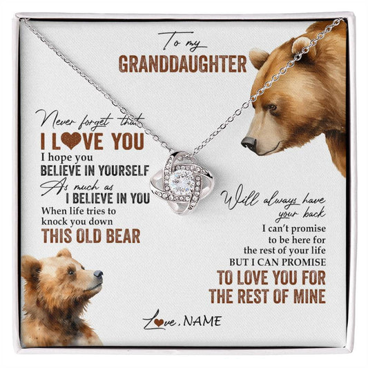 Personalized To My Granddaughter Necklace From Grandma Papa Never Forget That I Love You Bear Granddaughter Birthday Christmas Customized Gift Box Message Card