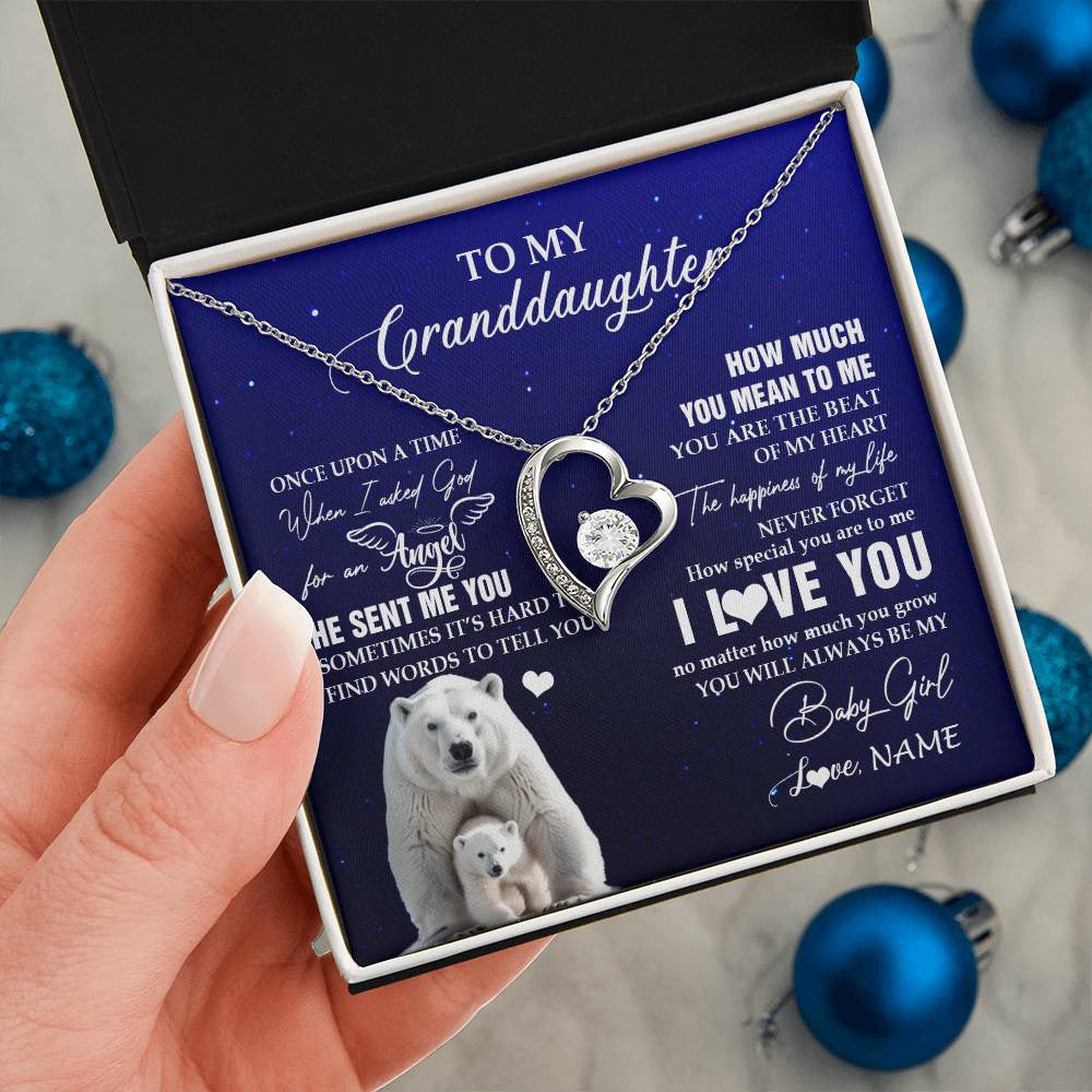 Personalized To My Granddaughter Necklace From Grandma Polar Bear Never Forget I Love You Granddaughter Birthday Christmas Customized Gift Box Message Card