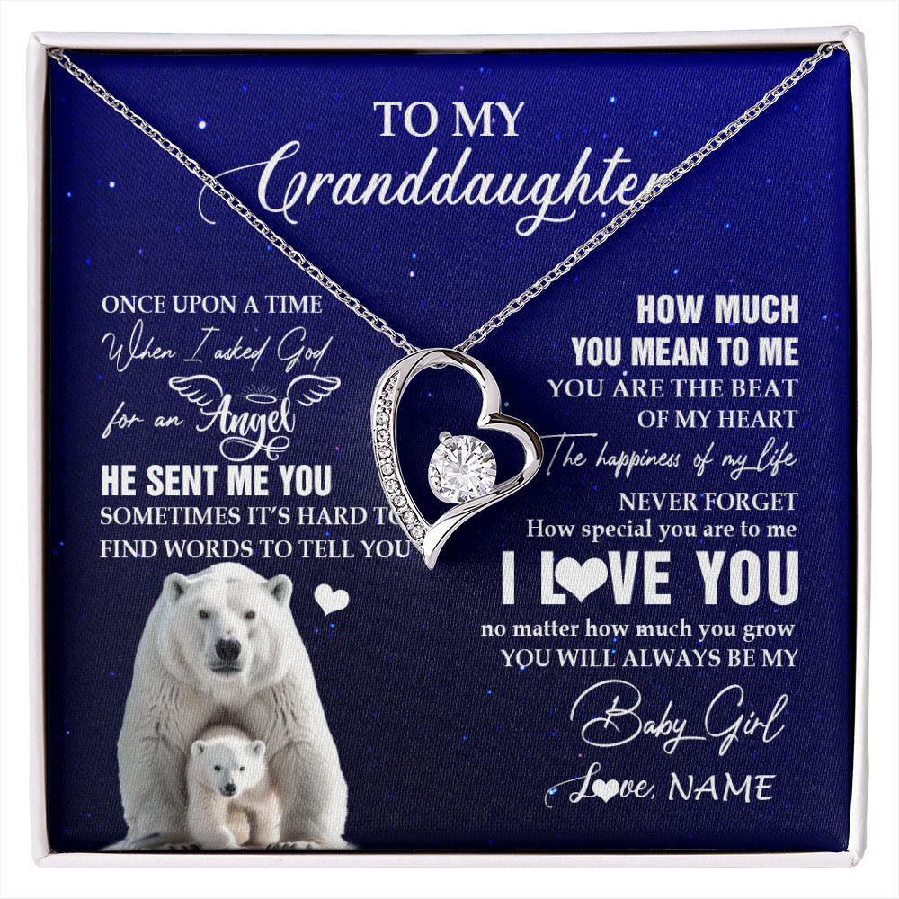 Personalized To My Granddaughter Necklace From Grandma Polar Bear Never Forget I Love You Granddaughter Birthday Christmas Customized Gift Box Message Card