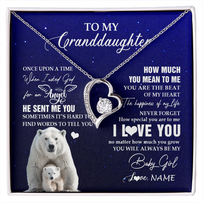 Personalized To My Granddaughter Necklace From Grandma Polar Bear Never Forget I Love You Granddaughter Birthday Christmas Customized Gift Box Message Card