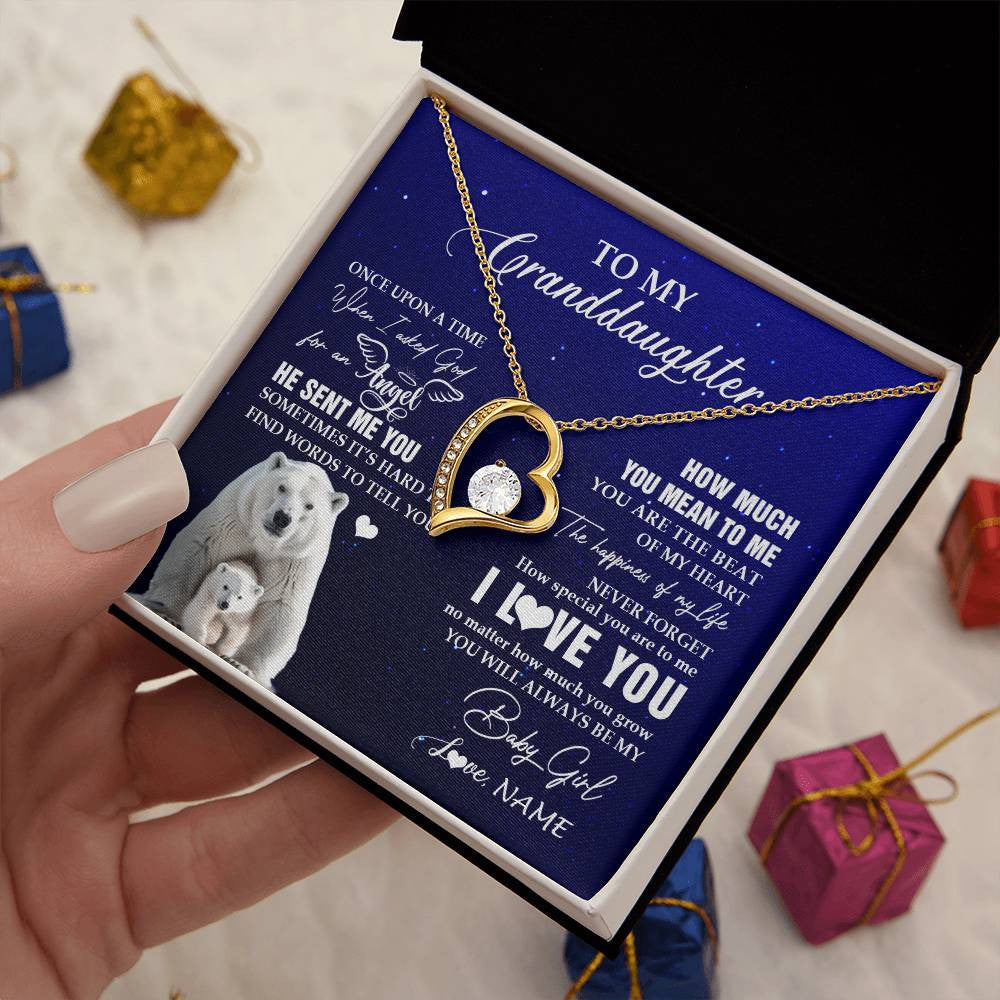 Personalized To My Granddaughter Necklace From Grandma Polar Bear Never Forget I Love You Granddaughter Birthday Christmas Customized Gift Box Message Card