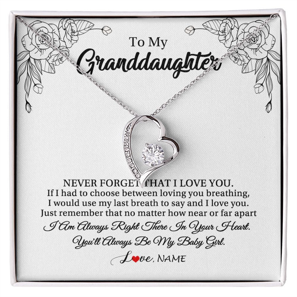 Personalized To My Granddaughter Necklace From Grandma Pops Never Forget That I Love You Granddaughter Birthday Christmas Customized Gift Box Message Card
