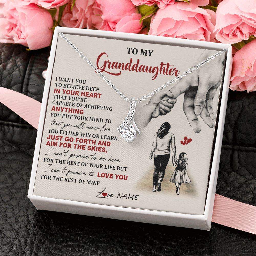 Personalized To My Granddaughter Necklace From Grandma Promise To Love You Granddaughter Birthday Graduation Christmas Customized Gift Box Message Card