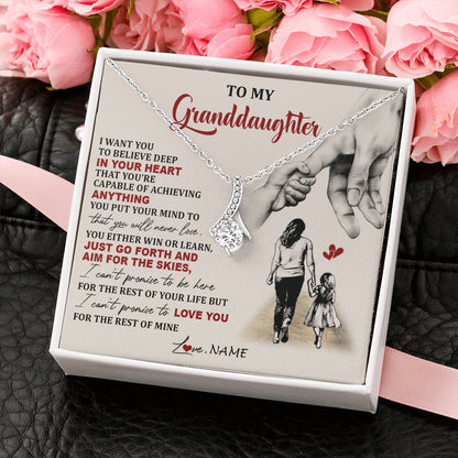 Personalized To My Granddaughter Necklace From Grandma Promise To Love You Granddaughter Birthday Graduation Christmas Customized Gift Box Message Card