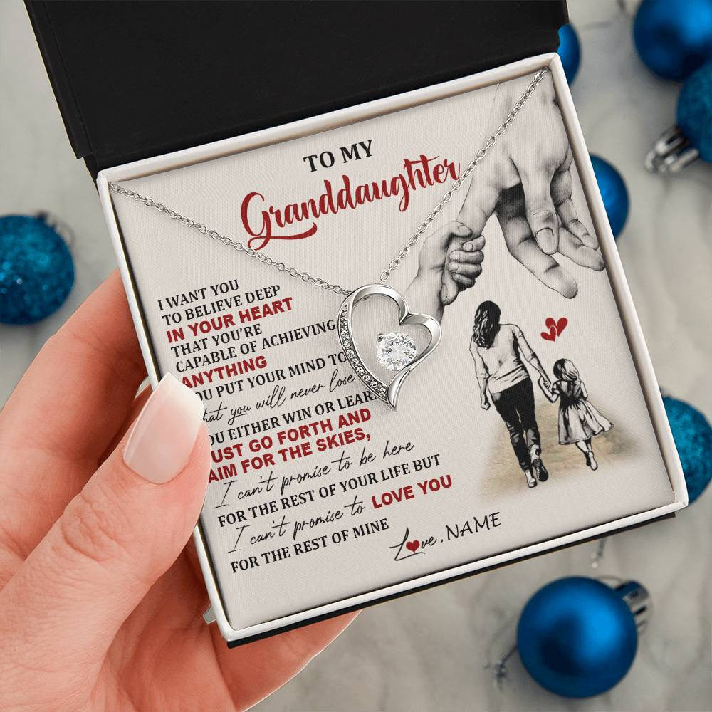 Personalized To My Granddaughter Necklace From Grandma Promise To Love You Granddaughter Birthday Graduation Christmas Customized Gift Box Message Card