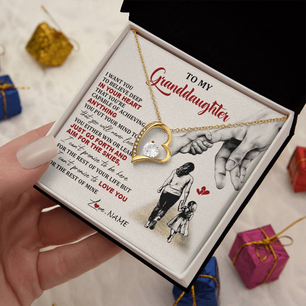 Personalized To My Granddaughter Necklace From Grandma Promise To Love You Granddaughter Birthday Graduation Christmas Customized Gift Box Message Card