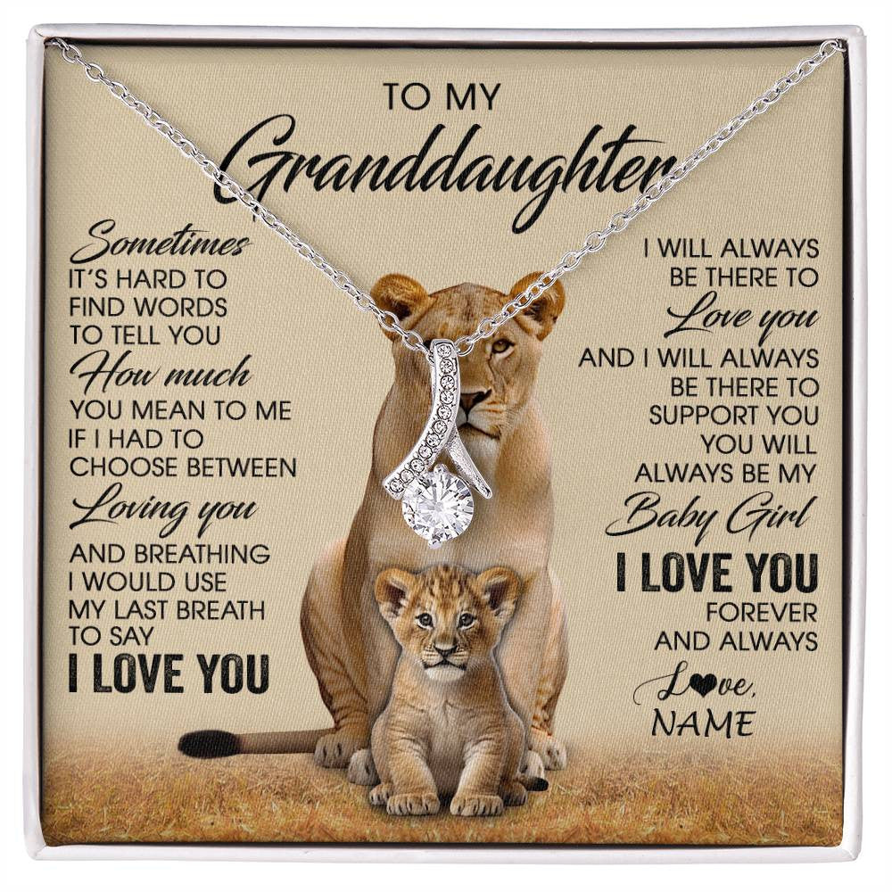 Personalized To My Granddaughter Necklace From Grandma Sometimes It's Hard Lion Granddaughter Gift Birthday Jewelry Christmas Customized Gift Box Message Card