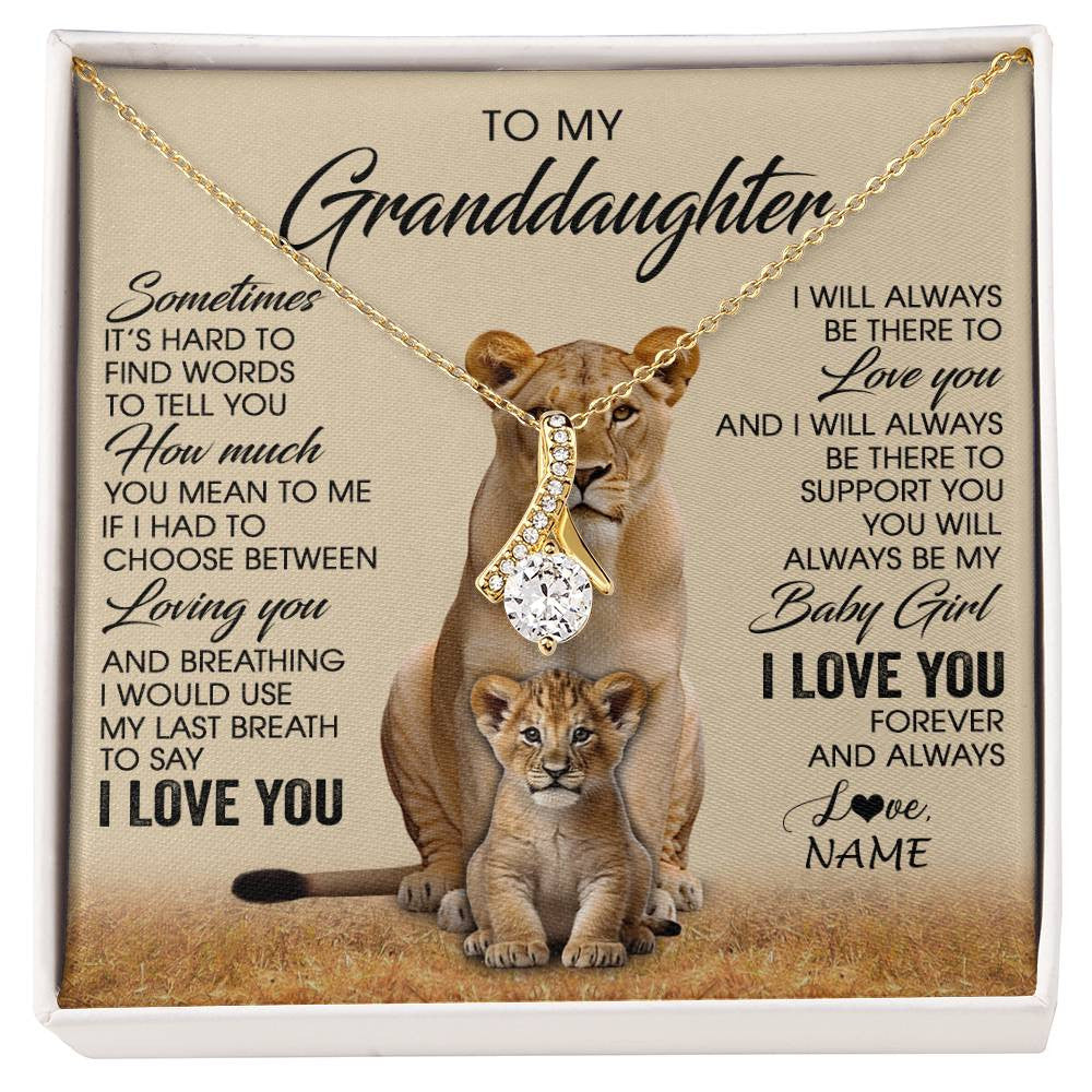 Personalized To My Granddaughter Necklace From Grandma Sometimes It's Hard Lion Granddaughter Gift Birthday Jewelry Christmas Customized Gift Box Message Card
