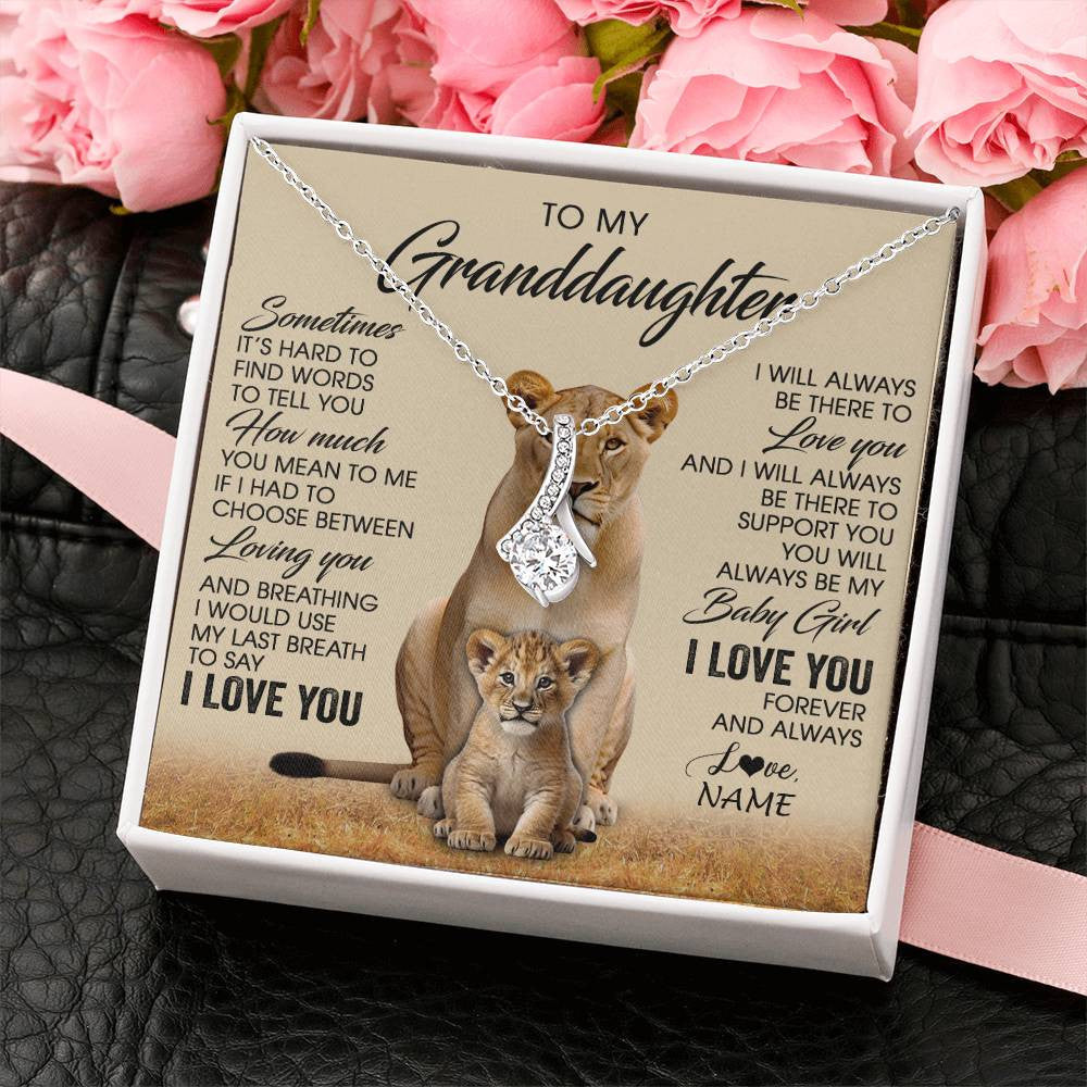 Personalized To My Granddaughter Necklace From Grandma Sometimes It's Hard Lion Granddaughter Gift Birthday Jewelry Christmas Customized Gift Box Message Card