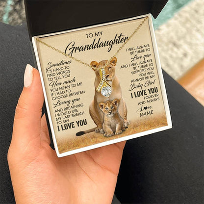Personalized To My Granddaughter Necklace From Grandma Sometimes It's Hard Lion Granddaughter Gift Birthday Jewelry Christmas Customized Gift Box Message Card
