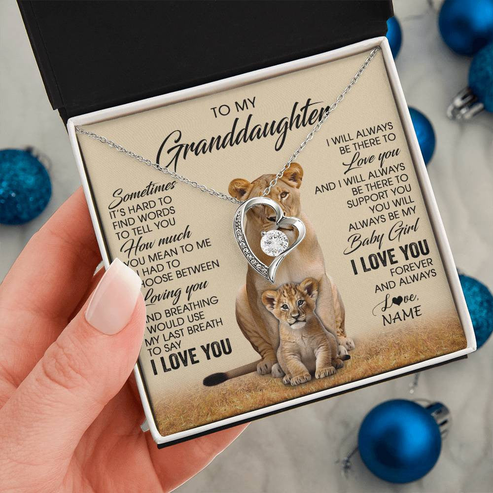 Personalized To My Granddaughter Necklace From Grandma Sometimes It's Hard Lion Granddaughter Gift Birthday Jewelry Christmas Customized Gift Box Message Card