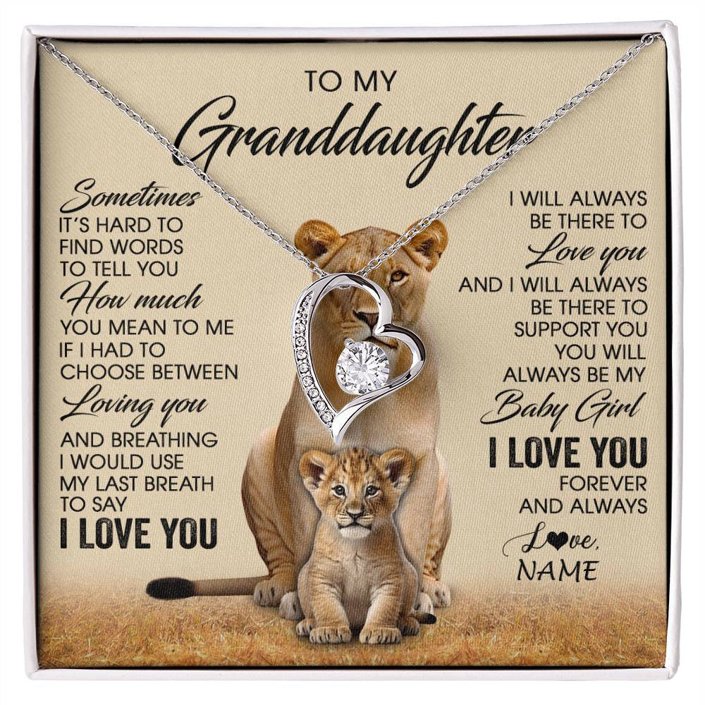 Personalized To My Granddaughter Necklace From Grandma Sometimes It's Hard Lion Granddaughter Gift Birthday Jewelry Christmas Customized Gift Box Message Card