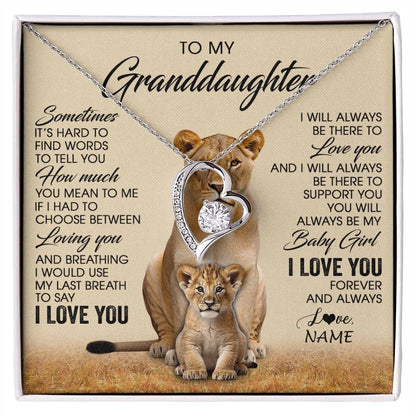 Personalized To My Granddaughter Necklace From Grandma Sometimes It's Hard Lion Granddaughter Gift Birthday Jewelry Christmas Customized Gift Box Message Card