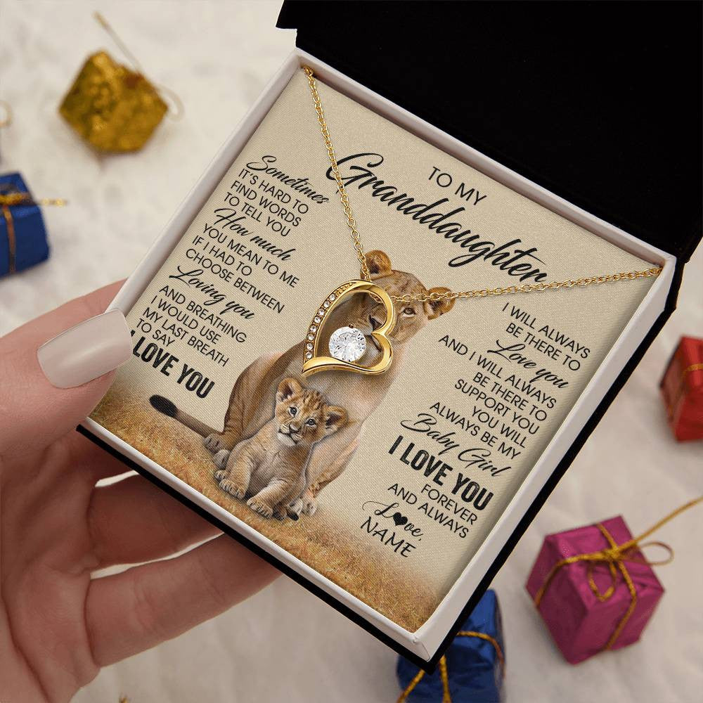 Personalized To My Granddaughter Necklace From Grandma Sometimes It's Hard Lion Granddaughter Gift Birthday Jewelry Christmas Customized Gift Box Message Card