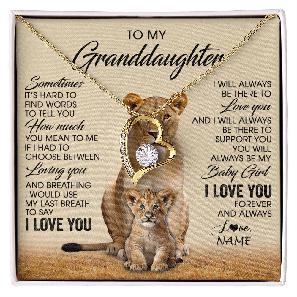 Personalized To My Granddaughter Necklace From Grandma Sometimes It's Hard Lion Granddaughter Gift Birthday Jewelry Christmas Customized Gift Box Message Card
