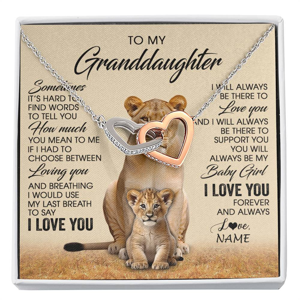 Personalized To My Granddaughter Necklace From Grandma Sometimes It's Hard Lion Granddaughter Gift Birthday Jewelry Christmas Customized Gift Box Message Card