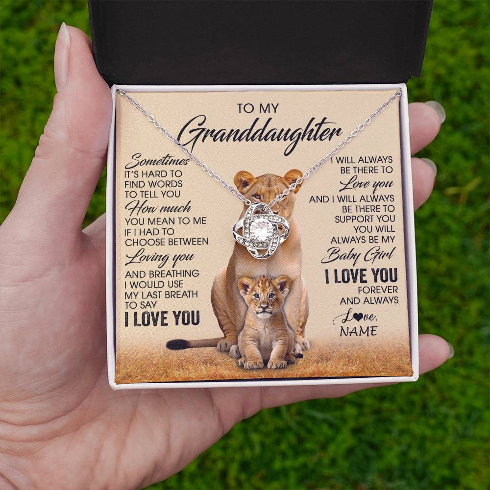 Personalized To My Granddaughter Necklace From Grandma Sometimes It's Hard Lion Granddaughter Gift Birthday Jewelry Christmas Customized Gift Box Message Card