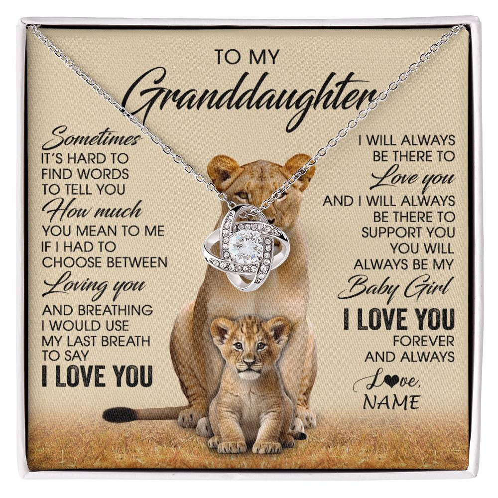 Personalized To My Granddaughter Necklace From Grandma Sometimes It's Hard Lion Granddaughter Gift Birthday Jewelry Christmas Customized Gift Box Message Card