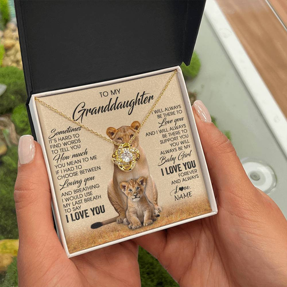 Personalized To My Granddaughter Necklace From Grandma Sometimes It's Hard Lion Granddaughter Gift Birthday Jewelry Christmas Customized Gift Box Message Card