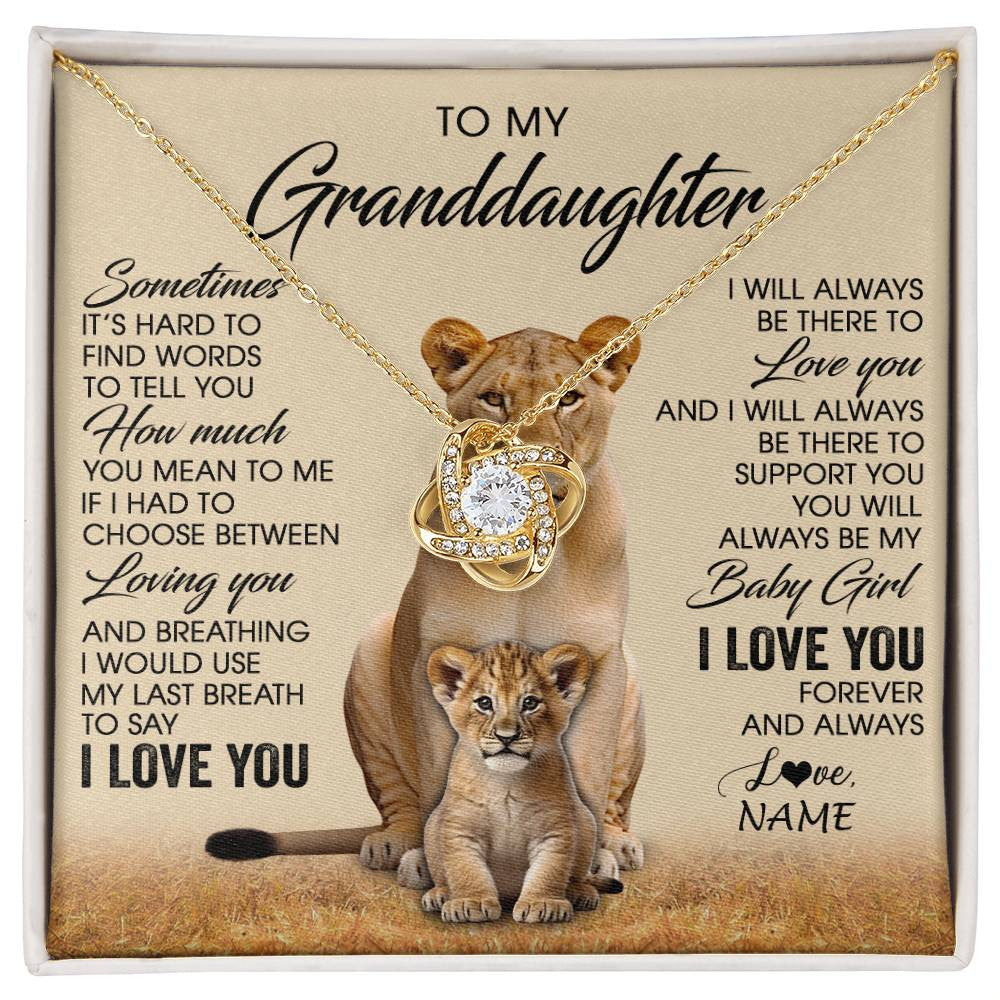 Personalized To My Granddaughter Necklace From Grandma Sometimes It's Hard Lion Granddaughter Gift Birthday Jewelry Christmas Customized Gift Box Message Card