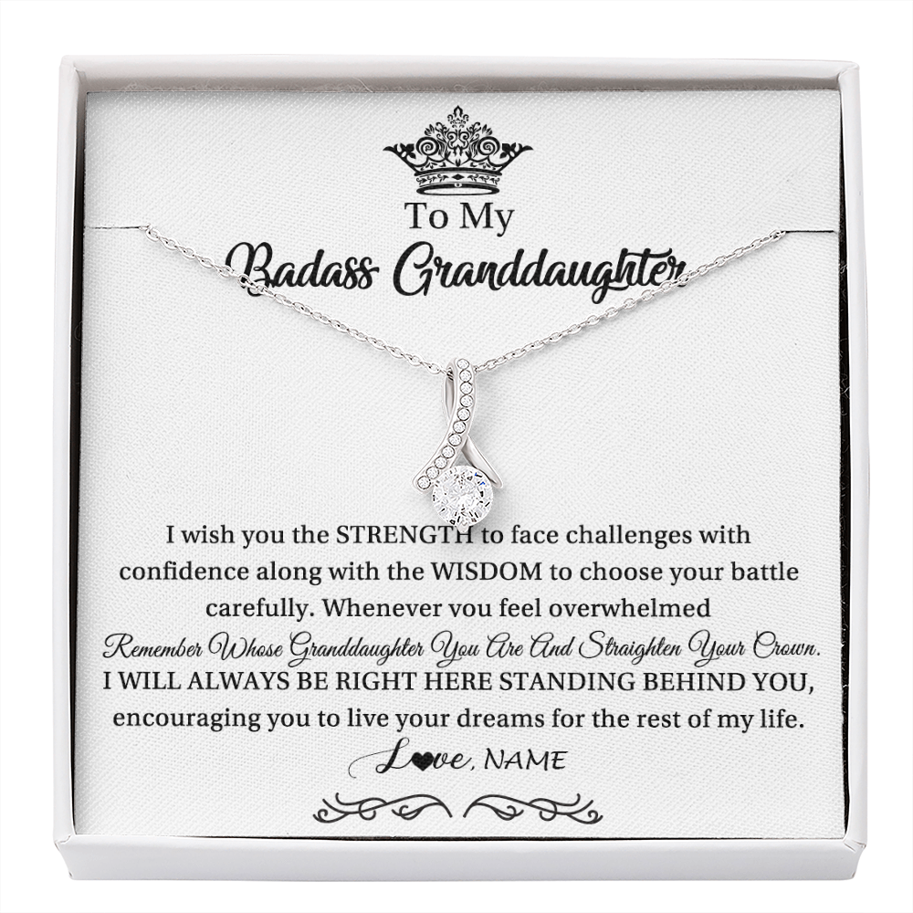 Personalized To My Granddaughter Necklace From Grandma Straighten Your Crown Granddaughter Jewelry Birthday Christmas Customized Gift Box Message Card