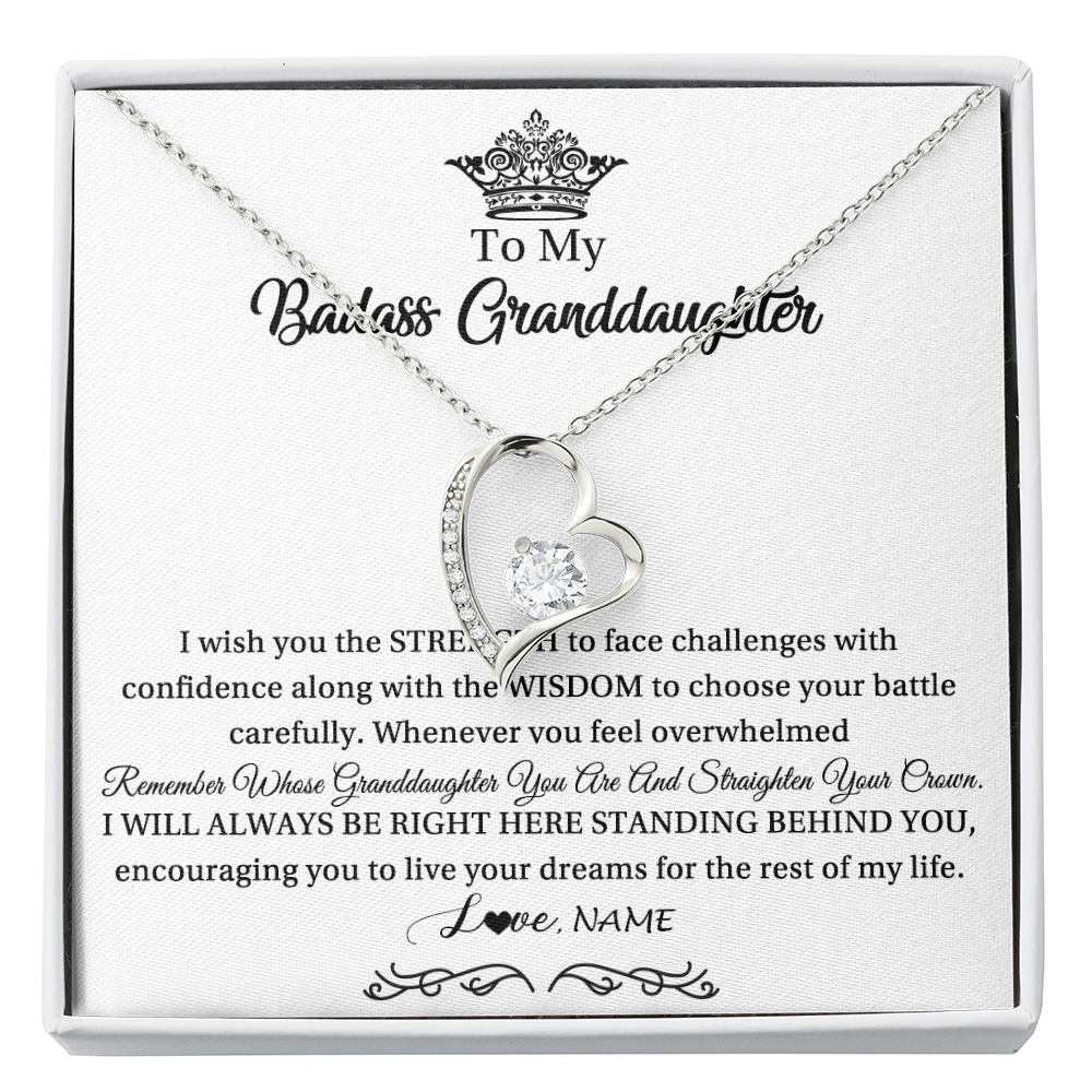 Personalized To My Granddaughter Necklace From Grandma Straighten Your Crown Granddaughter Jewelry Birthday Christmas Customized Gift Box Message Card