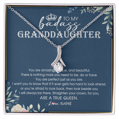 Personalized To My Granddaughter Necklace From Grandma Straighten Your Crown Queen Granddaughter Jewelry Birthday Christmas Customized Gift Box Message Card