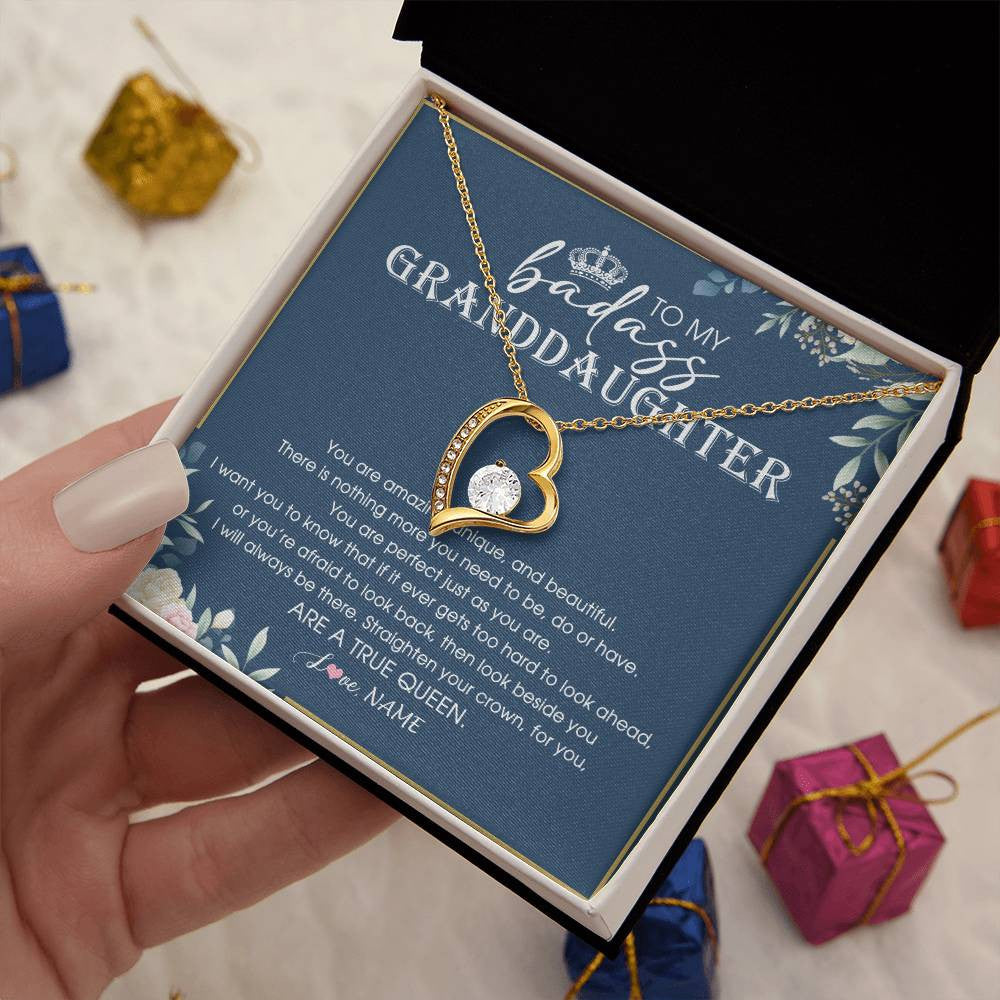 Personalized To My Granddaughter Necklace From Grandma Straighten Your Crown Queen Granddaughter Jewelry Birthday Christmas Customized Gift Box Message Card