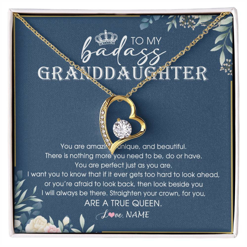 Personalized To My Granddaughter Necklace From Grandma Straighten Your Crown Queen Granddaughter Jewelry Birthday Christmas Customized Gift Box Message Card