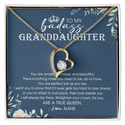 Personalized To My Granddaughter Necklace From Grandma Straighten Your Crown Queen Granddaughter Jewelry Birthday Christmas Customized Gift Box Message Card