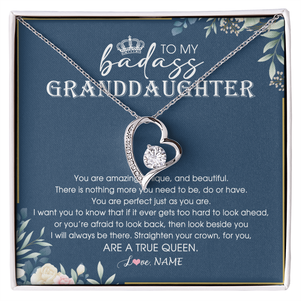Personalized To My Granddaughter Necklace From Grandma Straighten Your Crown Queen Granddaughter Jewelry Birthday Christmas Customized Gift Box Message Card