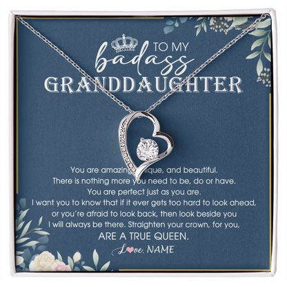 Personalized To My Granddaughter Necklace From Grandma Straighten Your Crown Queen Granddaughter Jewelry Birthday Christmas Customized Gift Box Message Card