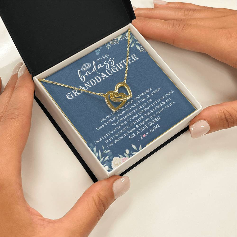 Personalized To My Granddaughter Necklace From Grandma Straighten Your Crown Queen Granddaughter Jewelry Birthday Christmas Customized Gift Box Message Card